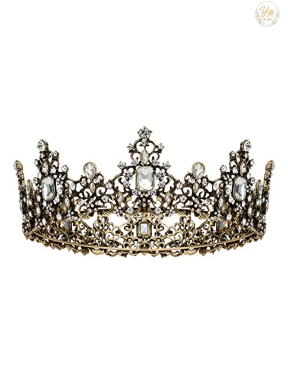 SWEETV Baroque Crystal Queen Crown Tiara for Women